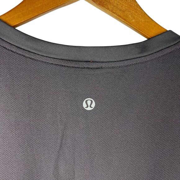 Lululemon Mens Sz L Shirt Gym Active Outdoor Hiking Performance Logo Orange Gray - Picture 3 of 3